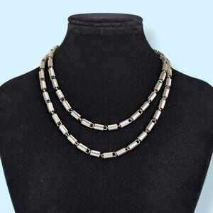 (2/$20) V. Silver Tone Tube Link Chain